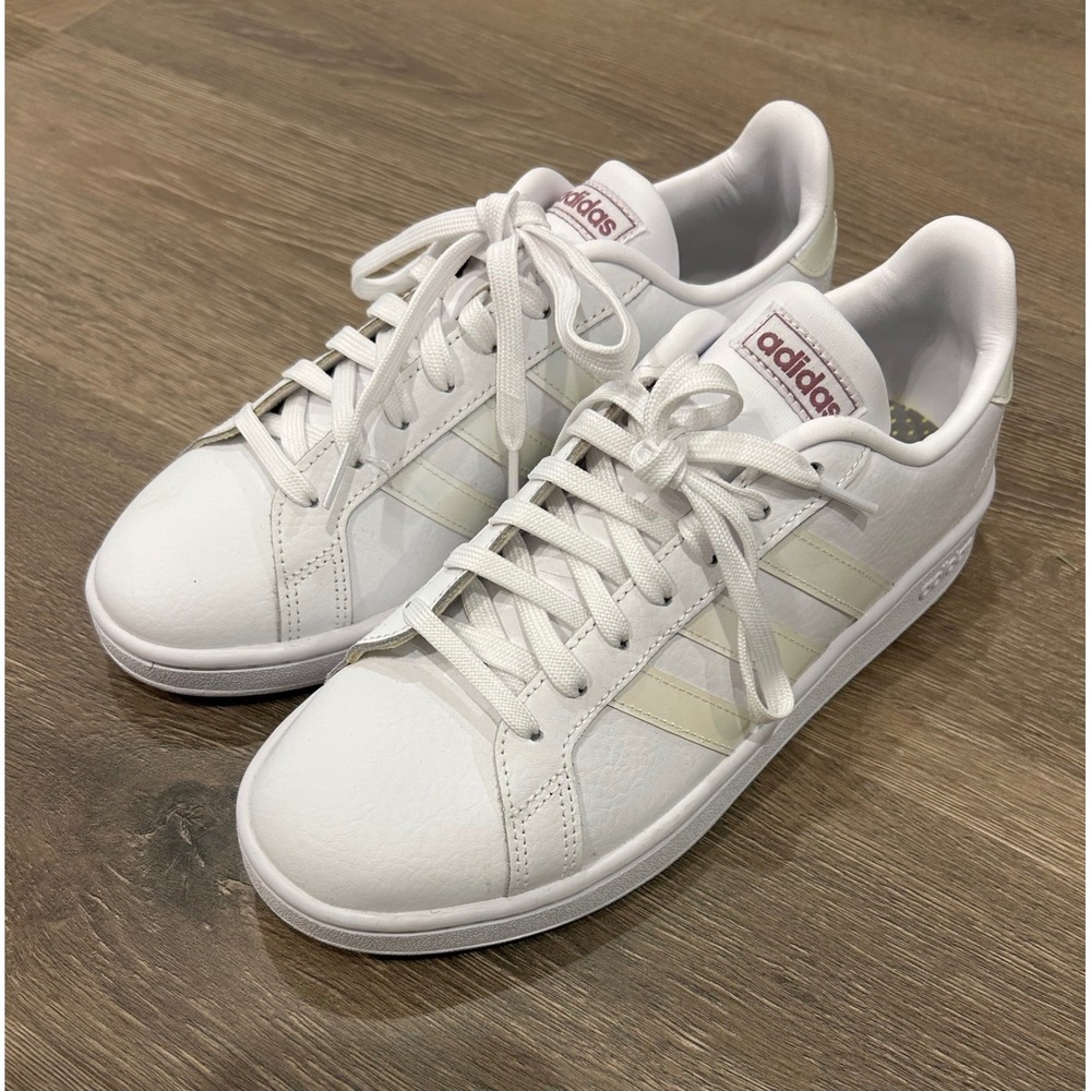 Adidas Grand Court White Iridescent Maroon Sneakers FZ4261 Womens 8.5 - Picture 4 of 9